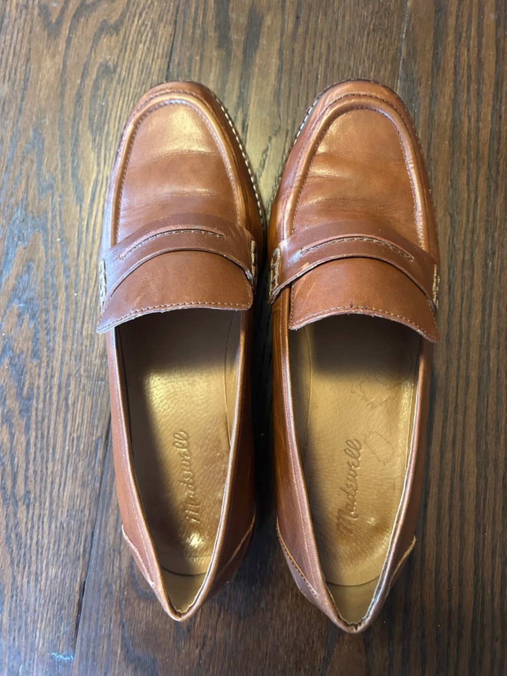 Madewell Cognac Leather Penny Loafers